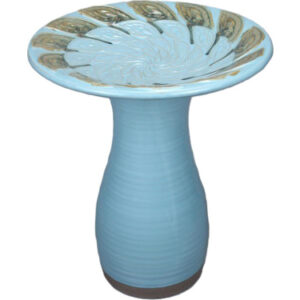 20"H Feather Birdbath Blue and Brown