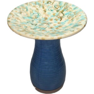 20" H Butteryfly Birdbath Blue, Green and Tan