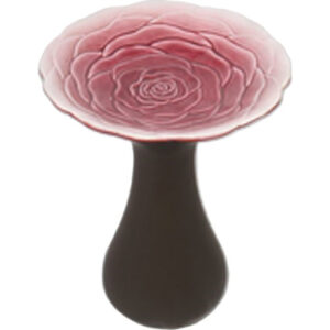 20.6"H Rose Birdbath Pink with Brown