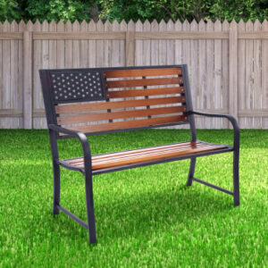 45" Bench Flag Wood Seat